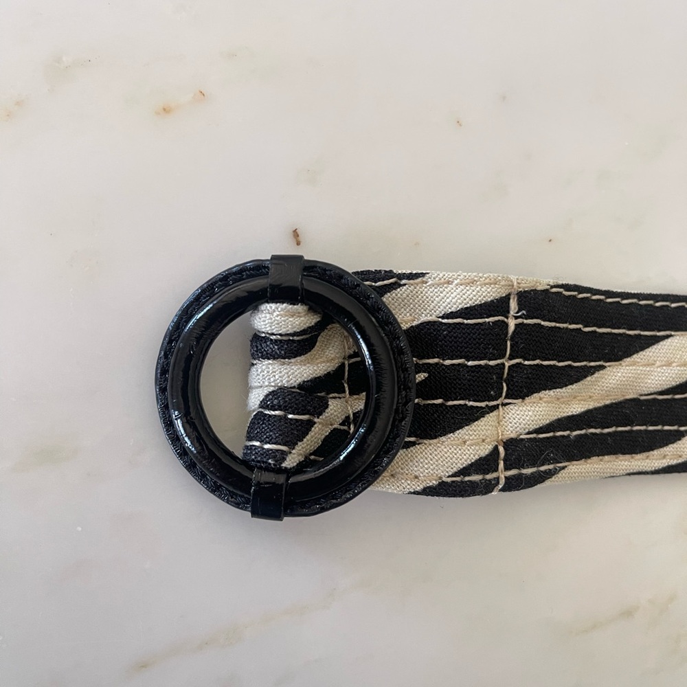 J Crew  Zebra Print Linen D-Ring Belt, Like New, 44" - Picture 6 of 6